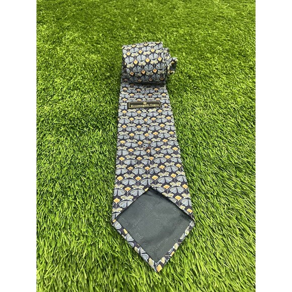 ERMENEGILDO ZEGNA Men's Tie Blue Gold Geo 57L 3.5W ITALY EUC MINT! Retail-$175 - Picture 8 of 14